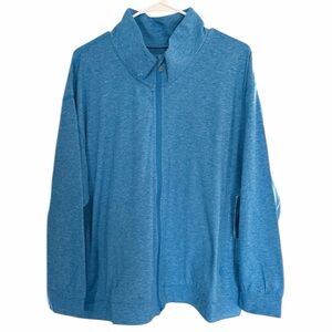 Gymwrap Women's Jacket Sz 1X Blue Heathered Knit Zip Up NWT PTP 24”